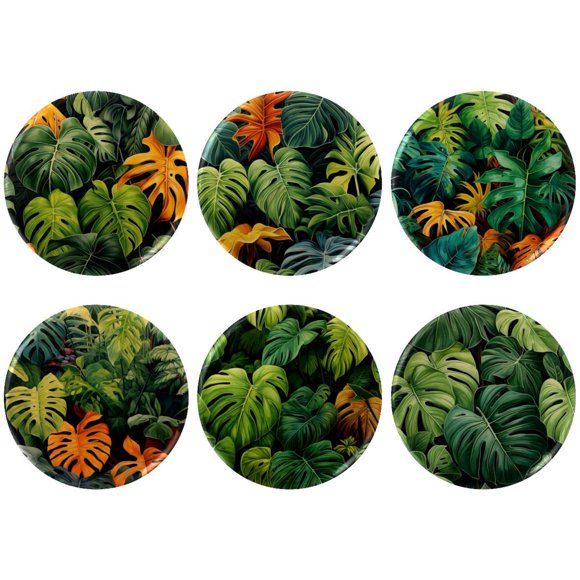 Tropical Leaves Badges with Pins for Backpacks Parties Ties Hats Corporate Events Personalized Custom Photo Text Logo Button