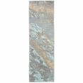 thumbnail image 1 of homeroots home decor 388815 2’x8’ Blue and Gray Abstract Impasto Runner Rug, 1 of 1