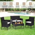 thumbnail image 6 of 4 Pieces Outdoor Rattan Chair Set, All Weather PE Wicker Patio Furniture Set, Modern Porch Balcony Furniture Lawn Chairs Set, Includes 2 Armchairs,1 Loveseat and 1 Table, Sturdy Steel Frame, GE025, 6 of 10