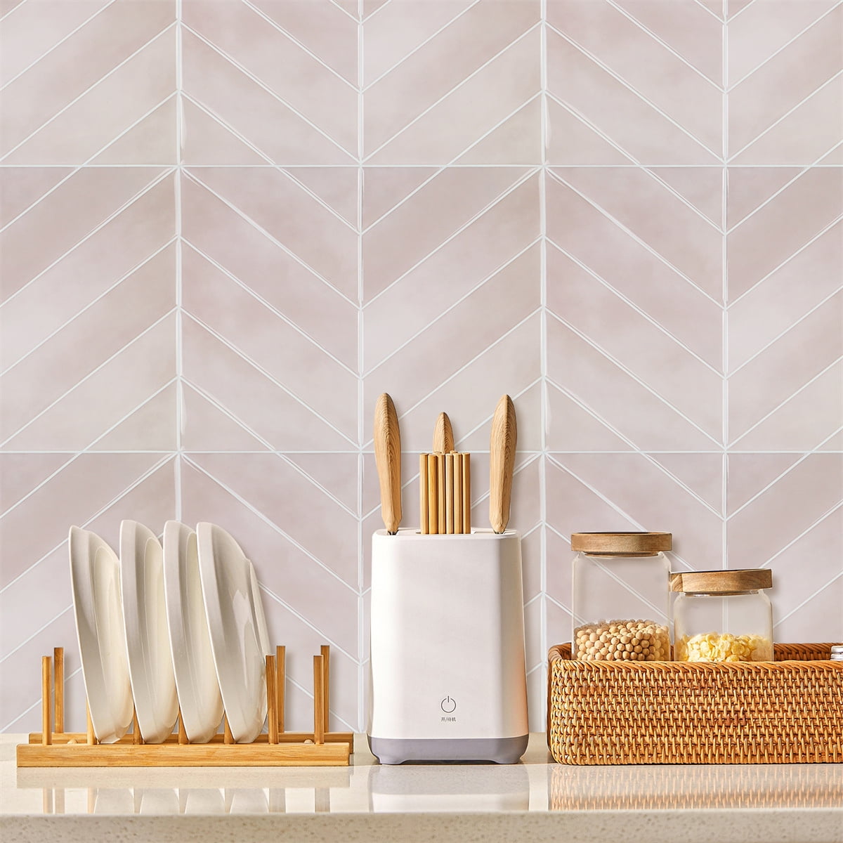 10-Sheet Self-Adhesive Kitchen Tile Backsplash, Dingrich 9x11.4inch 3D Peel and Stick Wall Tile Backsplash Stickers, Wall Decor Stickers for Kitchen, Bedroom, Living Room - Beige