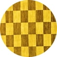thumbnail image 1 of Ahgly Company Machine Washable Indoor Round Checkered Yellow Modern Area Rugs, 5' Round, 1 of 4