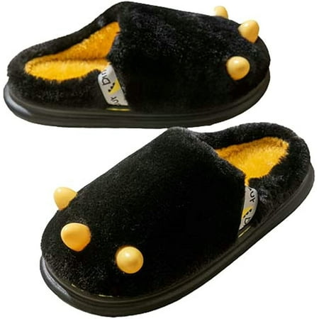 

PIKADINGNIS Fashion Cute Animal Bear Paw Fluff Home Slippers for Women Men Warm Furry Fur Non-slip Funny Chic Indoor House Shoes