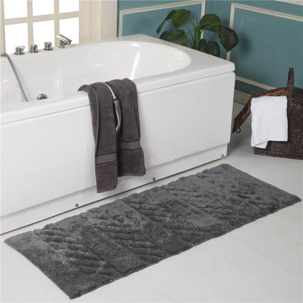 Affinity Linens CBWB22X60CGY Soft Cotton Oversized Anti Skid Bath Rug