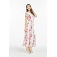 thumbnail image 4 of Robe Maxi Simple à Manches Courtes Hawaïenne pour Femmes 2TG et Chapeau Assorti Rose Blanc Hibiscus, 4 of 5