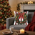 thumbnail image 6 of 3-Pack Christmas Throw Pillow Covers - Red Stripe Bow Wreath Decor for Sofa Bed (18x18"), 6 of 6
