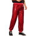 thumbnail image 5 of INSPIRE CHIC Sequin Pants for Men's Sparkly Disco Costume Elastic Waist Shiny Metallic Joggers 34 Red, 5 of 5