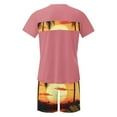 thumbnail image 5 of VBTAPA Men's 2 Piece Outfits Short Sleeve Tropical Graphic Tee Tops and Elastic Waist Shorts Set Summer Casual Track Suit Sets Prime Sales Today Pink M, 5 of 6