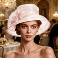 thumbnail image 5 of Karymi Derby Hats for Women Elegant Floral Organza Wide Brim Hat, Breathable Sun Protective Formal Dress Hat for Wedding Church Derby Hat, 5 of 6