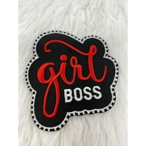 Red & Black, 1-pc "Girl Boss" Badge, Entrepreneur Homage Badge, Cute Iron-on Embroidered Patch, Craft Supplies, Small Patch, 2.5"