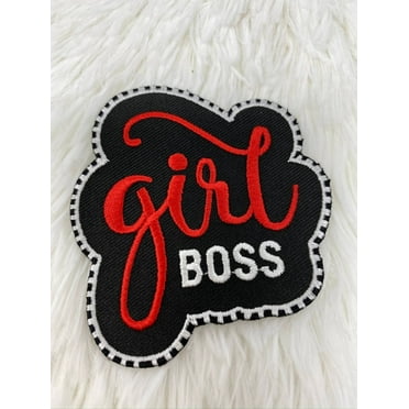 Red & Black, 1-pc "Girl Boss" Badge, Entrepreneur Homage Badge, Cute Iron-on Embroidered Patch, Craft Supplies, Small Patch, 2.5"