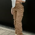 thumbnail image 7 of AILIYIL Women'S Solid Color Low Rise Multi Pocket Cargo Casual Trousers (Khaki,M), 7 of 7