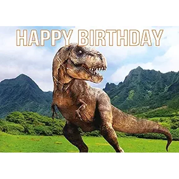 Tyrannosaurus Rex Happy Birthday Edible Icing Image Cake Topper, by Tnct.