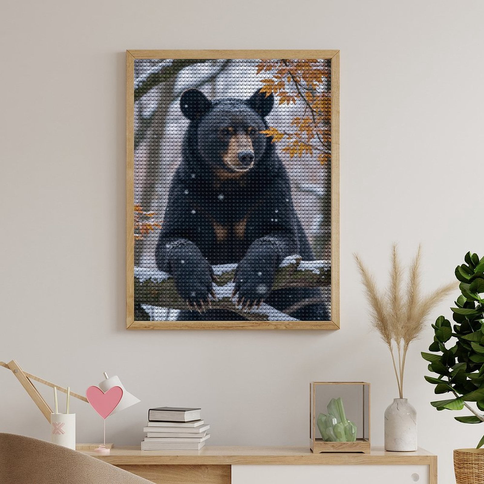 Diamond Art Kits for Adults, Bear In Snowy Forest Scene 5D Diamond Painting Kits for Adults Beginners, DIY Full Drill Diamond Painting, Gem Art and Crafts 12x16