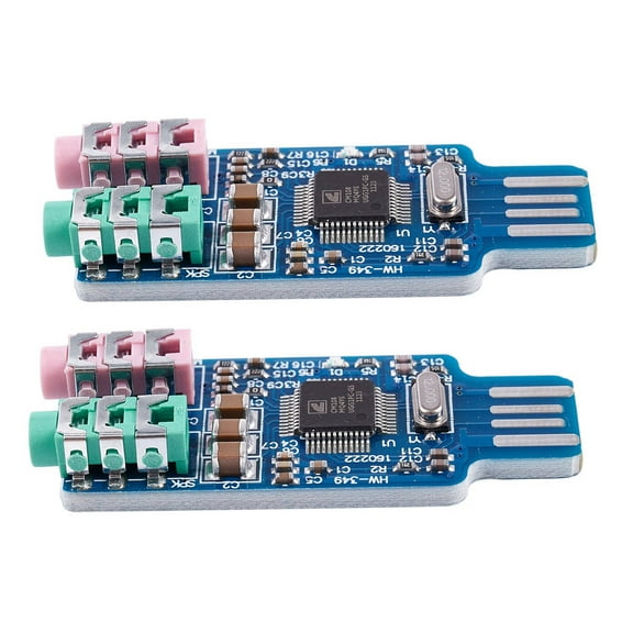 2X Free Driver USB Sound Card CM108 Chip Blue