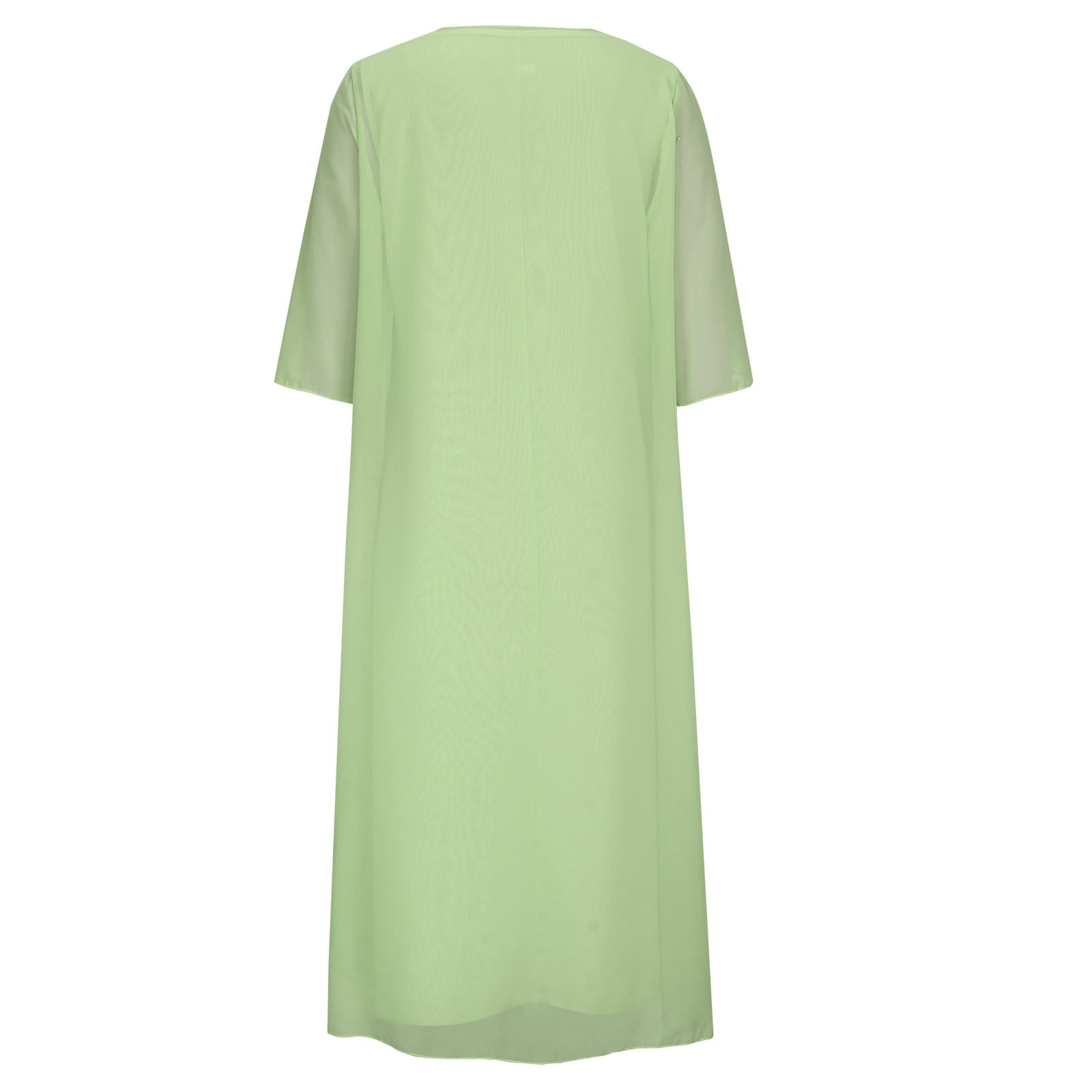 Dezsed Dresses for Women Wedding Guest Elegant Party Dress Floral Print Plus Size Crewneck Flowy Dress 2 Piece Clothing Set X-Green M