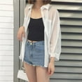 thumbnail image 6 of Summer Korean Version Loose Wild Bat Sleeve Sunscreen Shirt Female Thin Tops Long Sleeve - White, 6 of 7