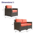 thumbnail image 2 of Krikacy 4-PCS Outdoor Wicker Modular Sofa Chair Set, All-Weather HDPE w/Thick Cushions, Orange, 2 of 6