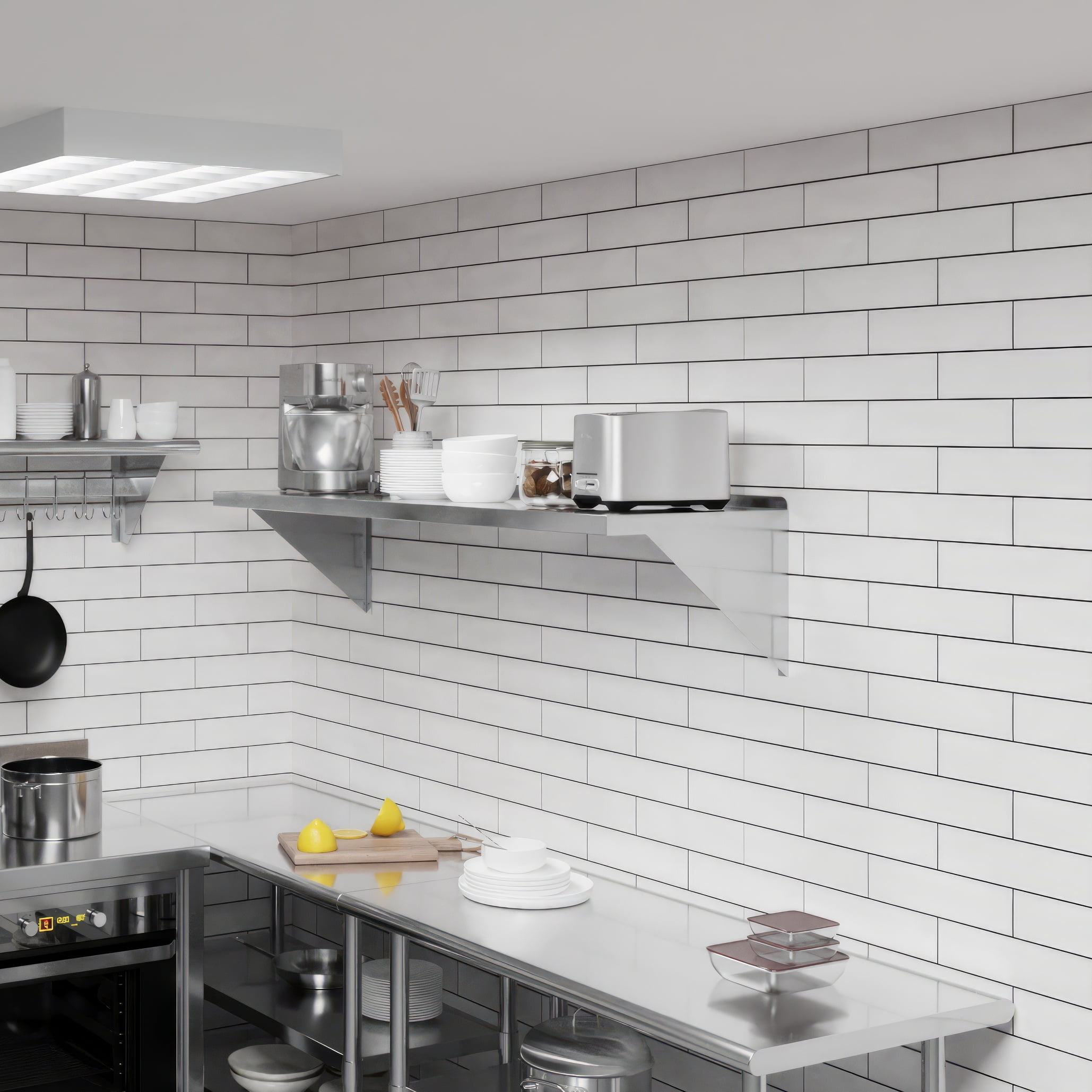 AmGood 18" Width x 60" Length | Stainless Steel Wall Shelf | Square Edge | Metal Shelving | Heavy Duty | Commercial Grade | Wall Mount | NSF Certified
