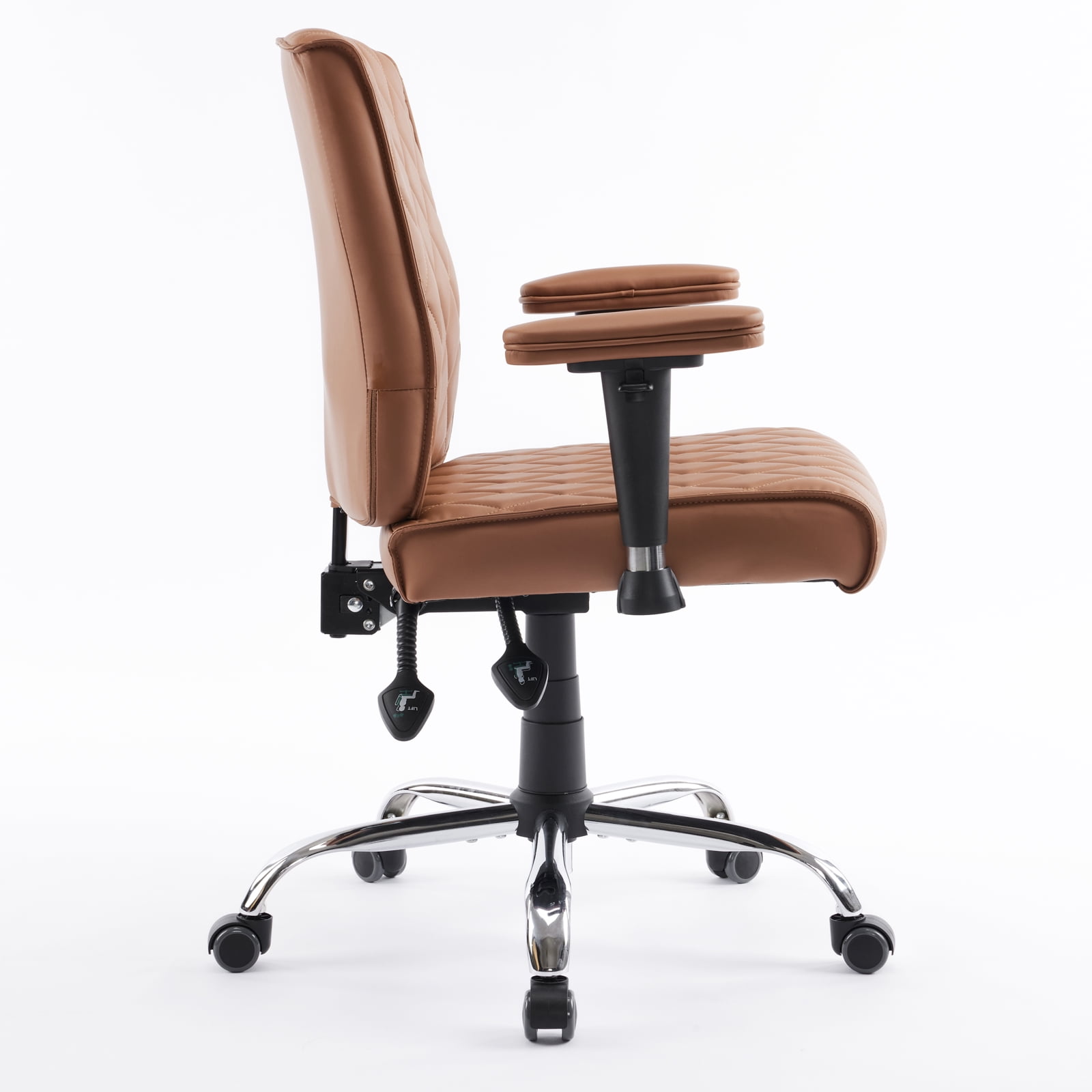 DELIA Stylish Comfortable Office Desk Chair, Customer Rolling Seat, Diamond Stitched, Adjustable Height Perfect for Office, Conference Room, Reception, Waiting Area, Cappuccino