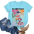 thumbnail image 3 of XIAONU Floral Letter Print T Shirt for Women Crew Neck Short Sleeve Casual Daily Tees, 3 of 3