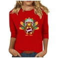 thumbnail image 3 of Wiyuqeen Fall Shirts for Women Happy Thanksgiving 3/4 Sleeve Tshirts Crew Neck Gobble Til You Wobble T-Shirt Plus Size Graphic Tees, 3 of 5