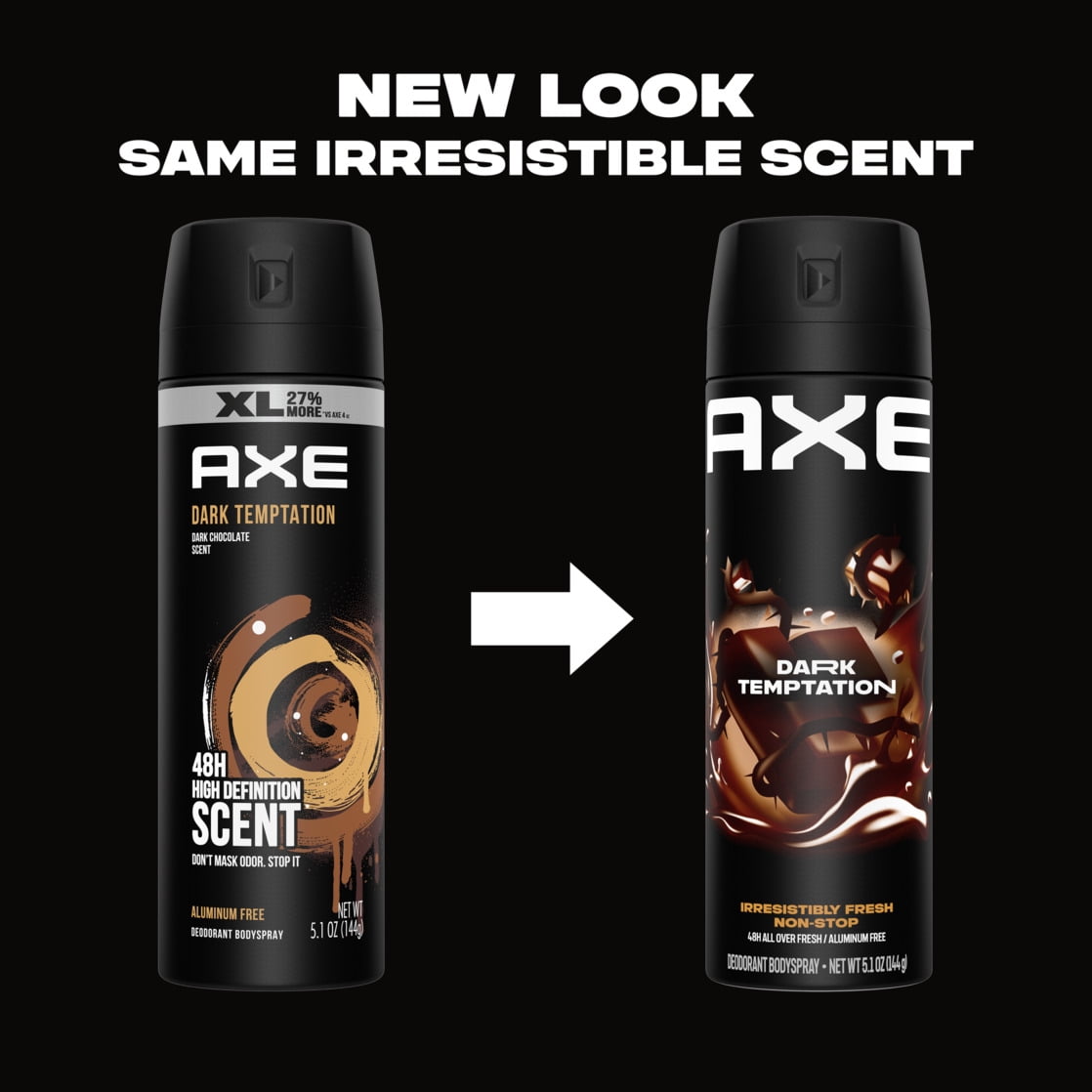 Axe Dark Temptation Deodorant Spray for Men Dark Chocolate Aluminum Free, 5.1 oz