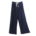 thumbnail image 3 of Sentmoon Petite Linen Pants for Women Solid Color Elastic Waist Womens Pants Summer Oversized Relaxed Fit Wide Leg Trendy Trousers Pants for Women Beach Stuff for Work and Office, 3 of 3