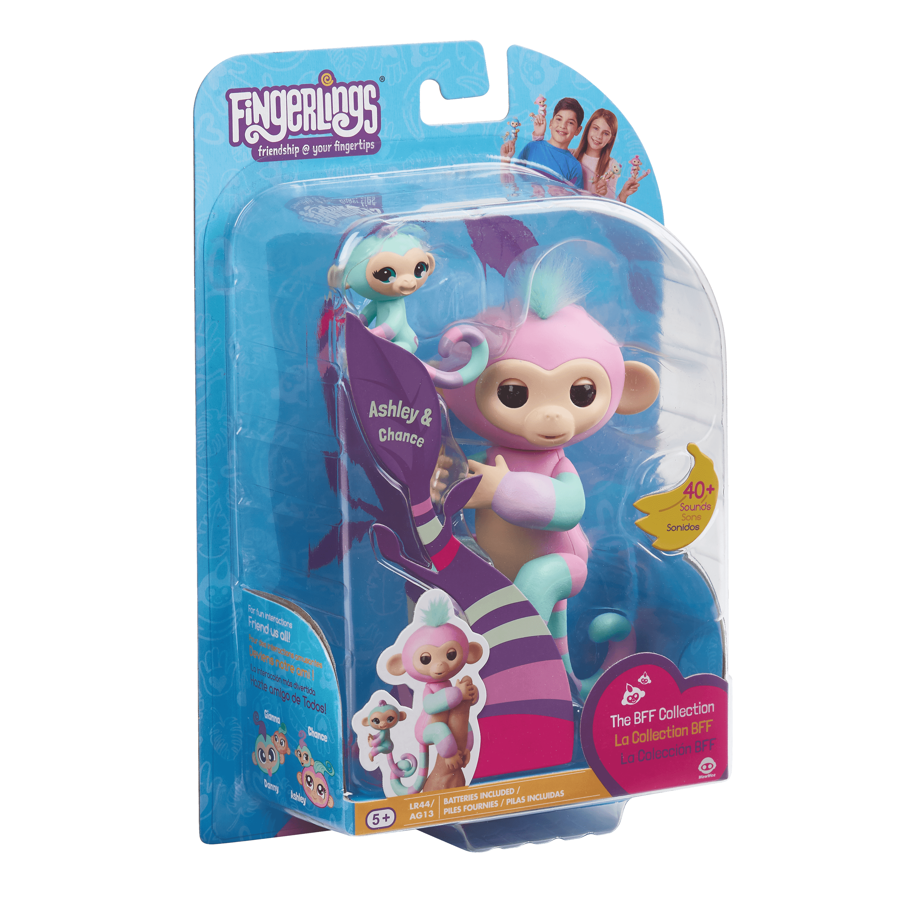 Fingerlings Danny & Gianna Baby Monkey Mini BFF Aqua Interactive 2018 WowWee for sale online