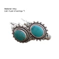 thumbnail image 7 of Grandest Birch 1 Pair Unique Carved Oval Piercing Hoop Earrings Blue Turquoise Bohemia Retro Earrings Jewelry Accessories Alloy Si, 7 of 7