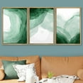 thumbnail image 2 of PixonSign Framed Wall Art Set Green Watercolor Paint Stroke Swirl Collage Landscape Abstract Canvas Print Modern Art Decoration for Living Room, Bedroom, Office -24"x36"x3 Panels Natural, 2 of 5