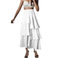 thumbnail image 5 of EDFBUYKRS Female Skirts Plus Size Skirts for Women 3X-4X Long Women's High Waisted A Line Skirt with Layered Design and Mid Length Solid Color Irregular Hem Skirt, 5 of 5
