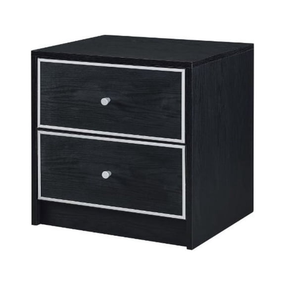 Benjara Accent Table with 2 Storage Drawers and Intricate Trimming, Black