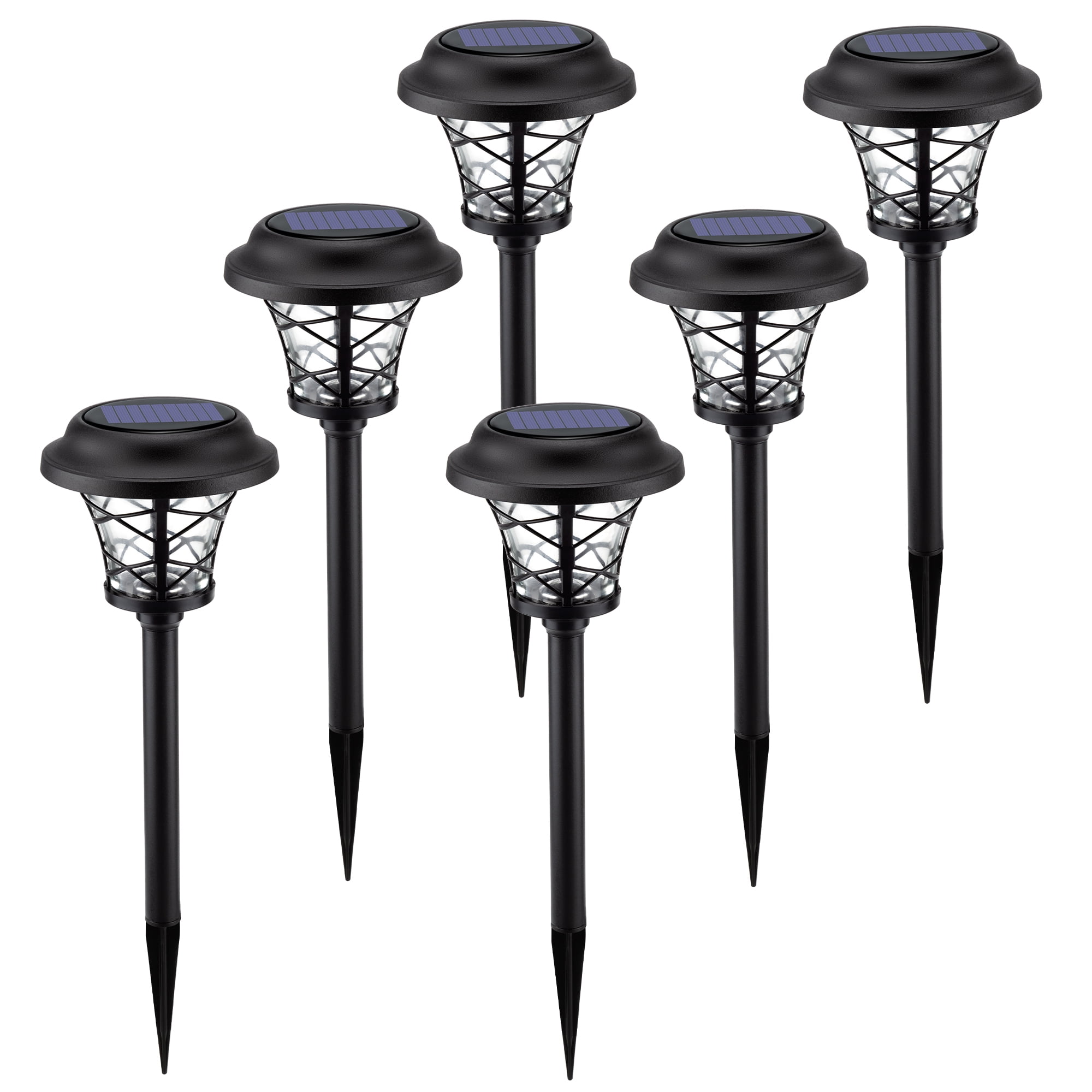 Solpex 6 Pack Solar Path Lights Outdoor,High Lumen Automatic Led for Patio, Yard Lawn and Garden(Stainless Finished, Warm White)