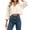 Beige, variant on Women Button Down Cropped Shirts Long Sleeve Casual Solid Lapel Blouse