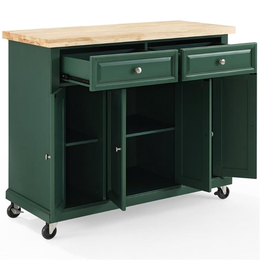 Pemberly Row Transitional Wood Kitchen Island Cart in Emerald Green