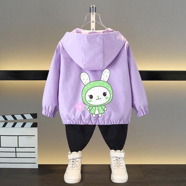 LOVZFMLL Vestes pour Filles Printemps Veste pour Enfants Manches Longues Veste à Capuche Décontractée Mince pour Enfants 1-2 Ans