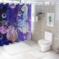 thumbnail image 7 of JEUXUS Chic Modern Bathroom Decor Purple Butterfly Super Soft Micro Fuzzy Shower Curtain White, 7 of 7