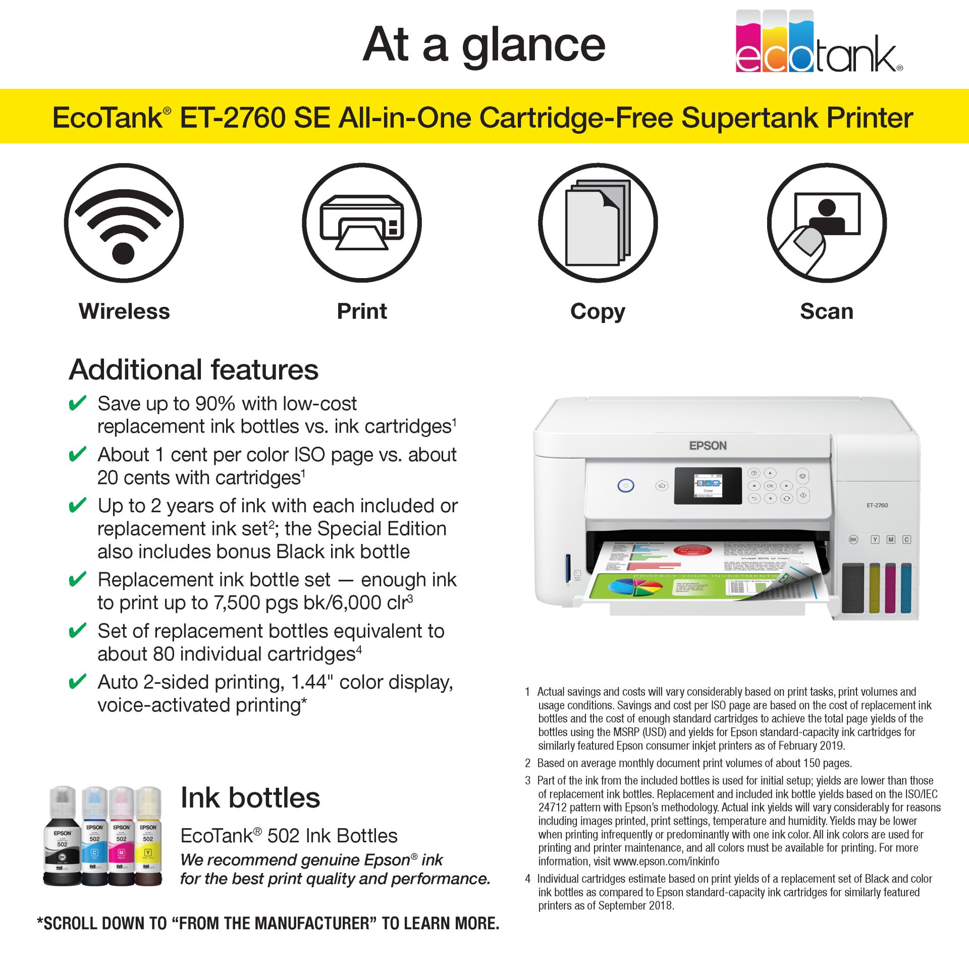 Epson EcoTank ET2760 Special Edition All-in-One Supertank Inkjet Color All-in-One, Printer, Scan, Copy, WiFi and USB - image 2 of 8