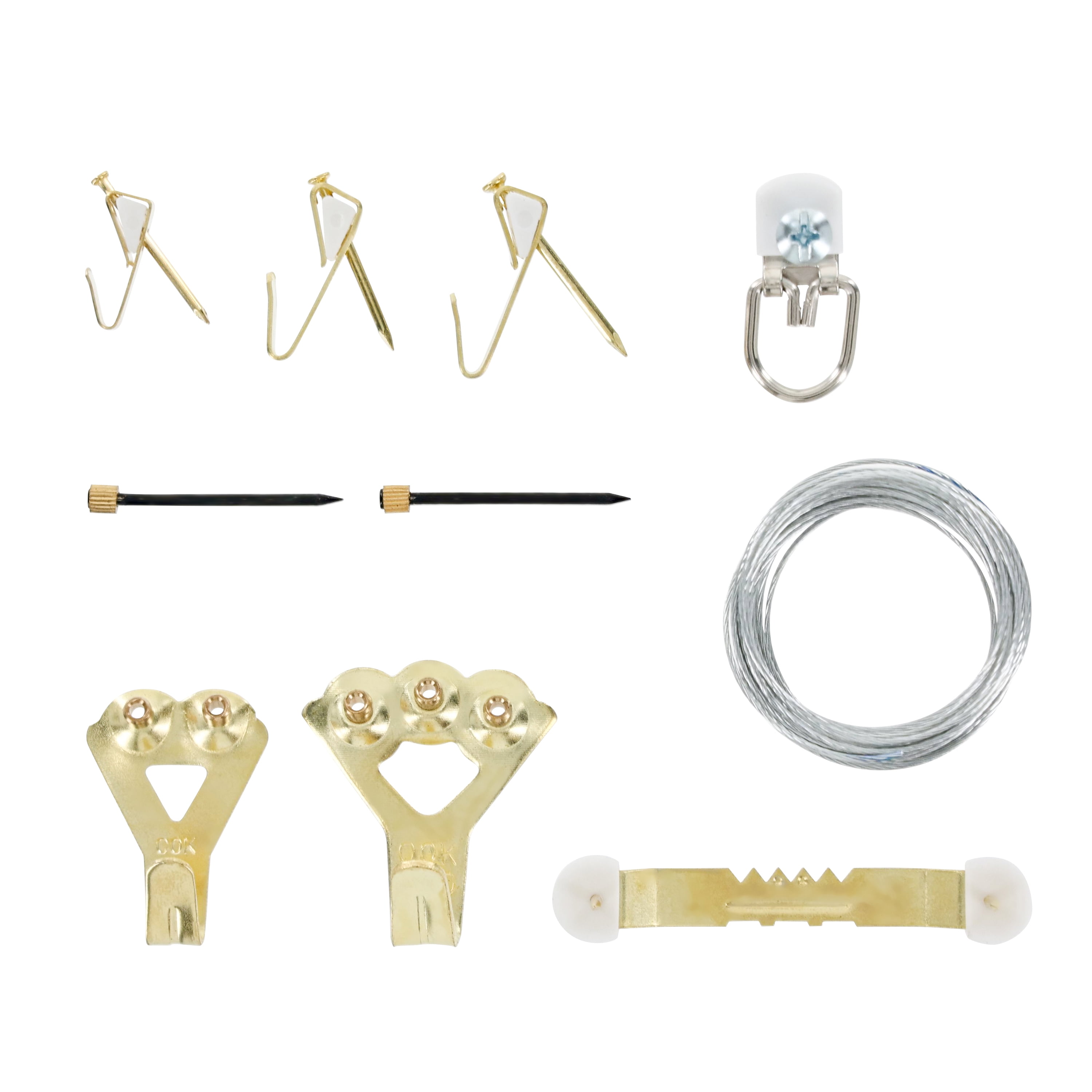 Ook Professional Picture Hanging Kit, ReadyNail, 1-100 lbs, Steel, Brass, Gold, 48 pack
