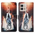 thumbnail image 2 of Patterned Wallet Case for Motorola Moto G Stylus 5G 2023,Dteck Magnetic Leather Card Slots Pocket Case Shockproof TPU Kickstand Full Body Protective Cover with Wrist Strap,Tiger, 2 of 7
