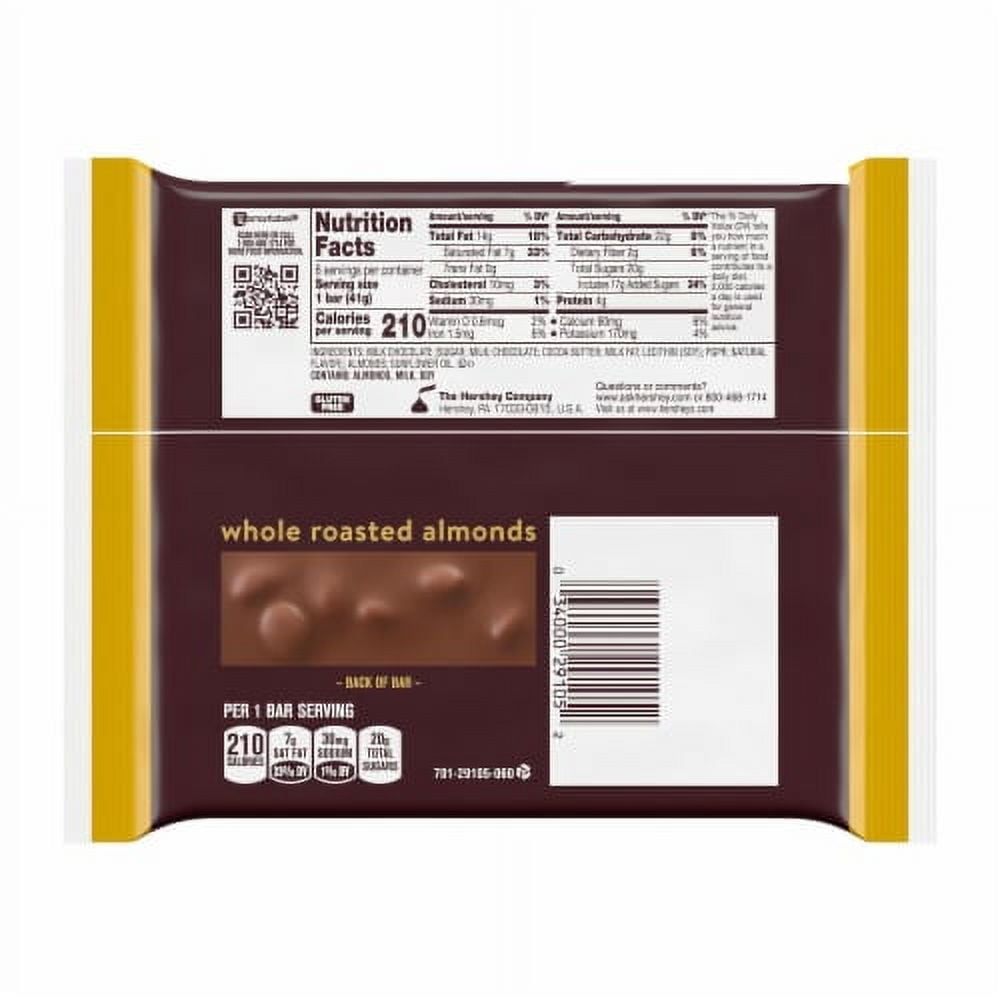 2X-HERSHEY'S Milk Chocolate with Whole Almonds Candy Bars - 1.45 oz - 6 ct