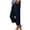 Navy, variant on Womens Capri Pants Summer Cropped Pants Straight Leg Pull On Elastic Waist Button Hem Side Slit with Pockets for Daily Wear Travel,Wine,S