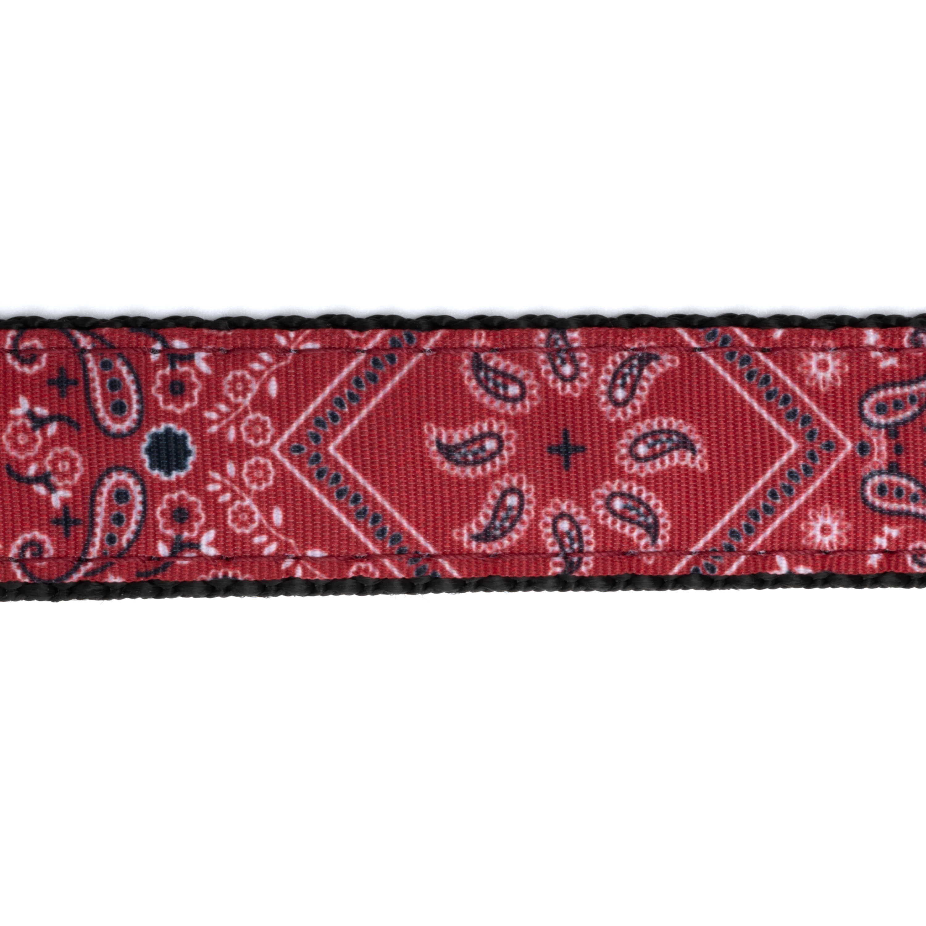 Country Brook Design® 3/4in Red Bandana Ribbon on Black Nylon Webbing, 10 Yards
