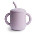 thumbnail image 1 of mushie Vaso de entrenamiento y pajita 100% silicona para niños pequeños | 6 meses+ (lila suave), 1 of 5
