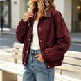 thumbnail image 4 of Women’s Lapel Button Jacket, Lightweight Long Sleeve Loose Jackets, Fall Elastic Hem Casual Outerwear with Pockets, 4 of 6