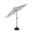 thumbnail image 3 of GARDEN 9 Ft Solar LED Patio Umbrella with Black Round Base Weight Included, Gray/White Stripe, 3 of 7