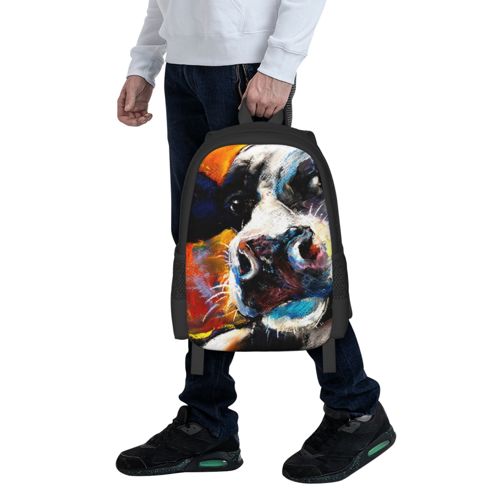 Vsdgher Cow Print Backpack for Women Men School Bookbag with Laptop Compartment for College Work Travel, Simple Fashion Casual Daypack, Fit 15" Laptop