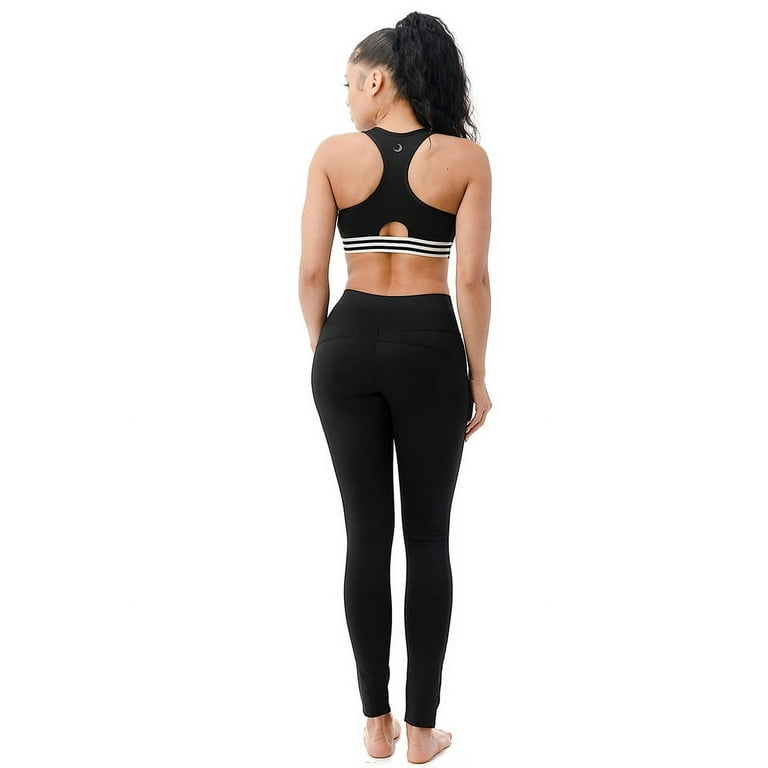 Women's Sports Bra Gym Sportswear Workout Yoga Activewear Tops Black White  Striped Large