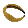 thumbnail image 2 of Ljudmp Women's Textured Cotton Knot Headbands Plain Color Turban Wide Elastic Non Slip Headwrap Hair Hoop Headwear Yellow, 2 of 2