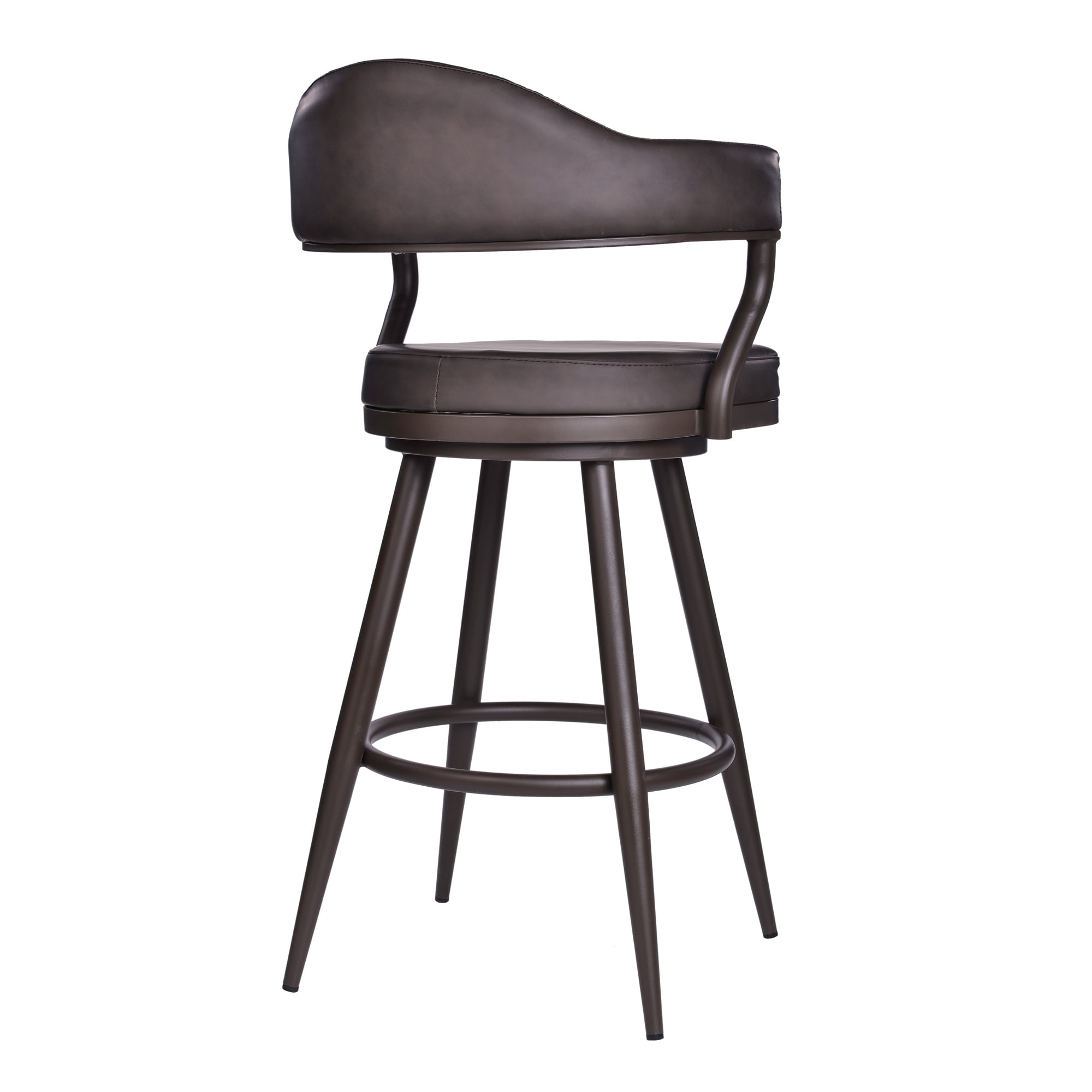 Armen Living Justin 30" Bar Height Barstool in Brown Powder Coated Finish/Vintage Brown Faux Leather